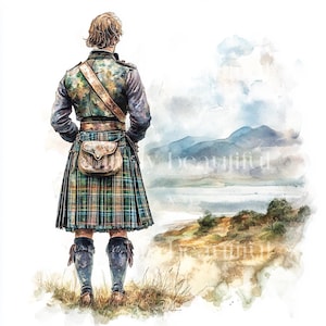 10 x Highland Men in Kilts Clipart Bundle - High Quality JPGs - Scottish Themed Digital Prints, Highland Men, Printable Digital Download Art