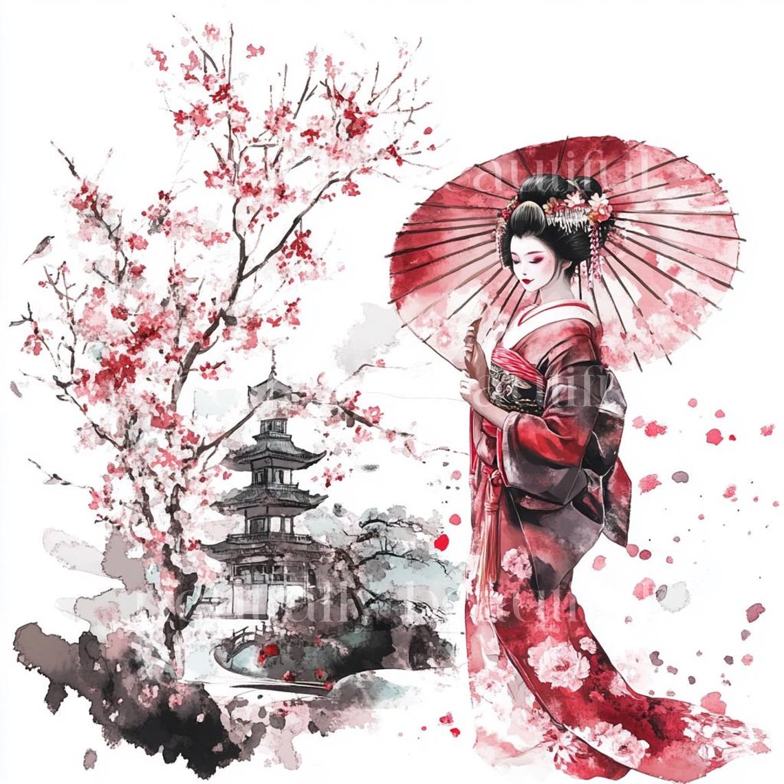 10 X Japanese Geisha Women Clipart Bundle - High Quality Jpgs - Geisha ...