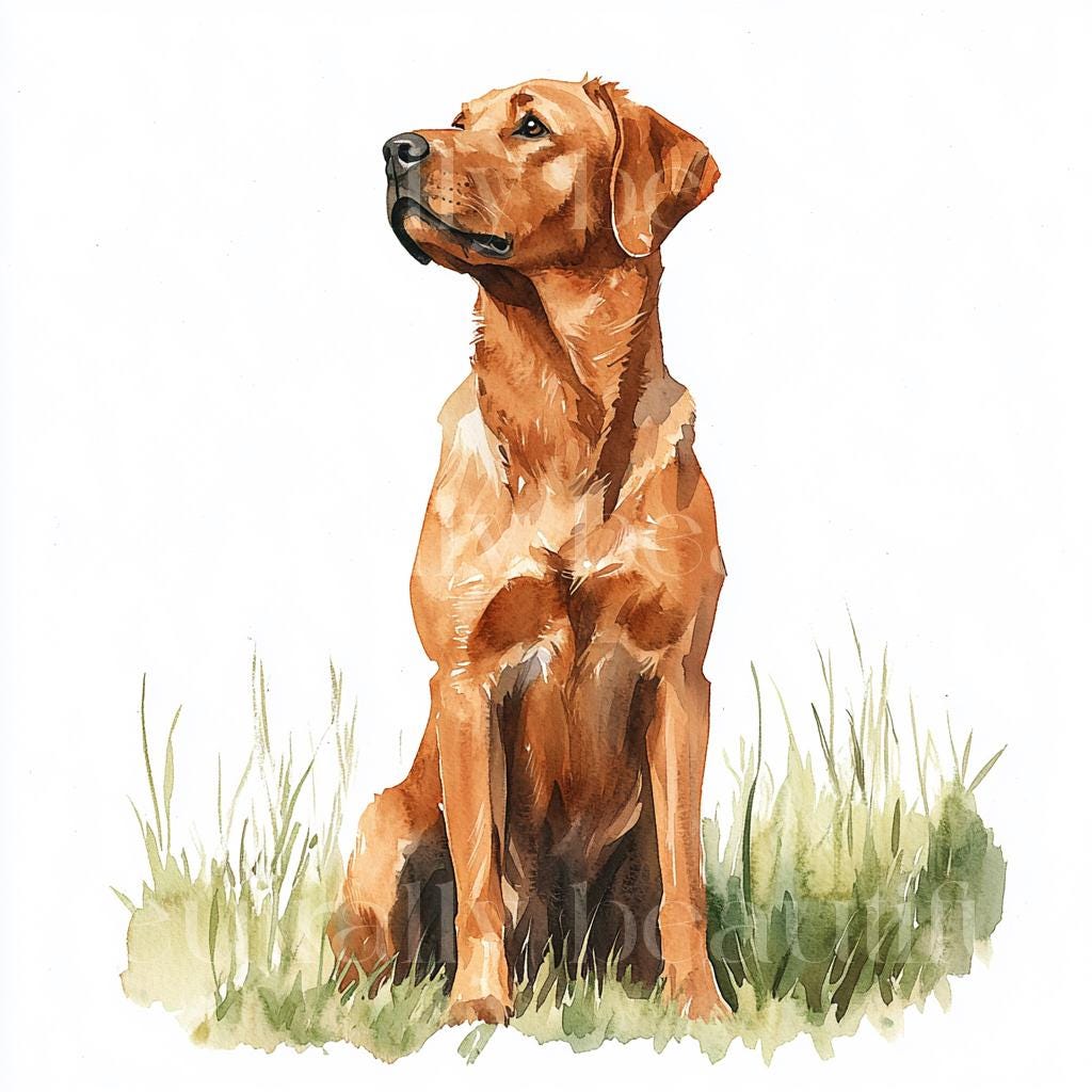 12 X Fox Red Labradors Clipart Bundle - High Quality Jpgs - Watercolor ...
