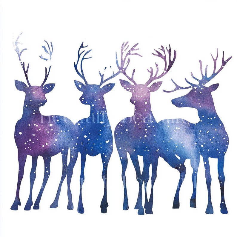 10 X Reindeers Silhouettes Clipart - High Quality Jpgs - Christmas ...