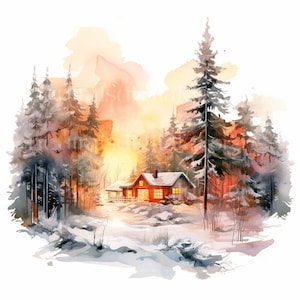 Snowy Winter Woodland Home Scenes 12 High Quality Downloadable Jpgs ...