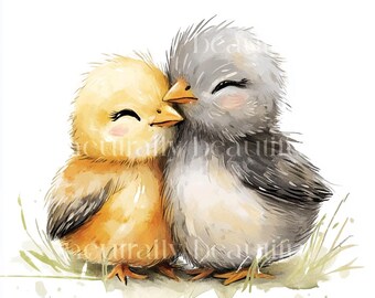 10 x Cute Chicks Clipart - High Quality JPG Bundle - Farmyard Animal Baby Yellow Chicks, Printable Digital Download Art Cards Cardmaking