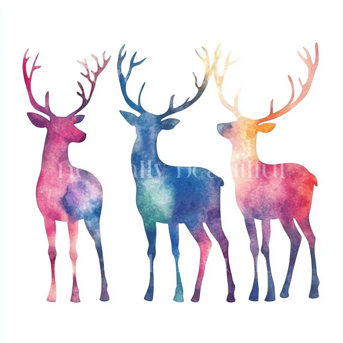 10 X Reindeers Silhouettes Clipart - High Quality Jpgs - Christmas ...