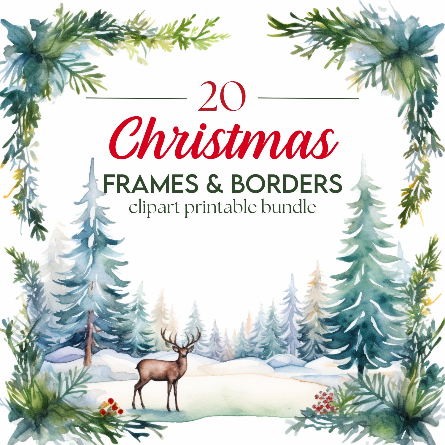 20-x-christmas-themed-borders-edges-downloadable-clipart-festive-watercolour-decorative-christmas-card-paper-frame-border-etsy