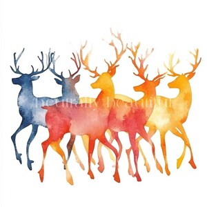 10 X Reindeers Silhouettes Clipart - High Quality Jpgs - Christmas ...