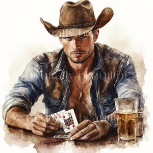 10 x Cowboys Spielkarten Clipart Bundle - Hochwertige JPGs - Western Cowboy druckbare digitale Download Kunst, Journaling, Junk-Journal