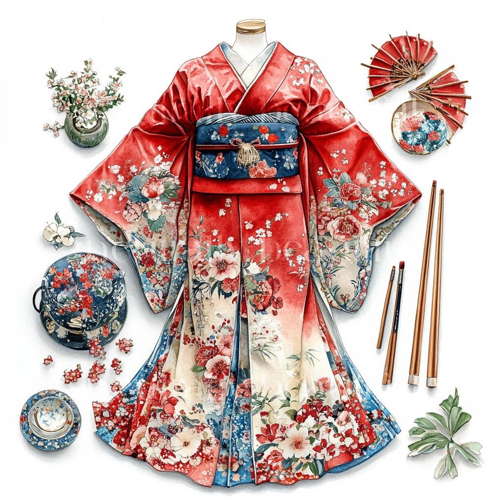 10 X Japanese Geisha Outfits Clipart Bundle - High Quality Jpgs ...