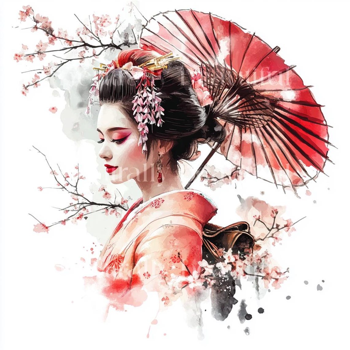 10 X Japanese Geisha Women Clipart Bundle - High Quality Jpgs - Geisha ...