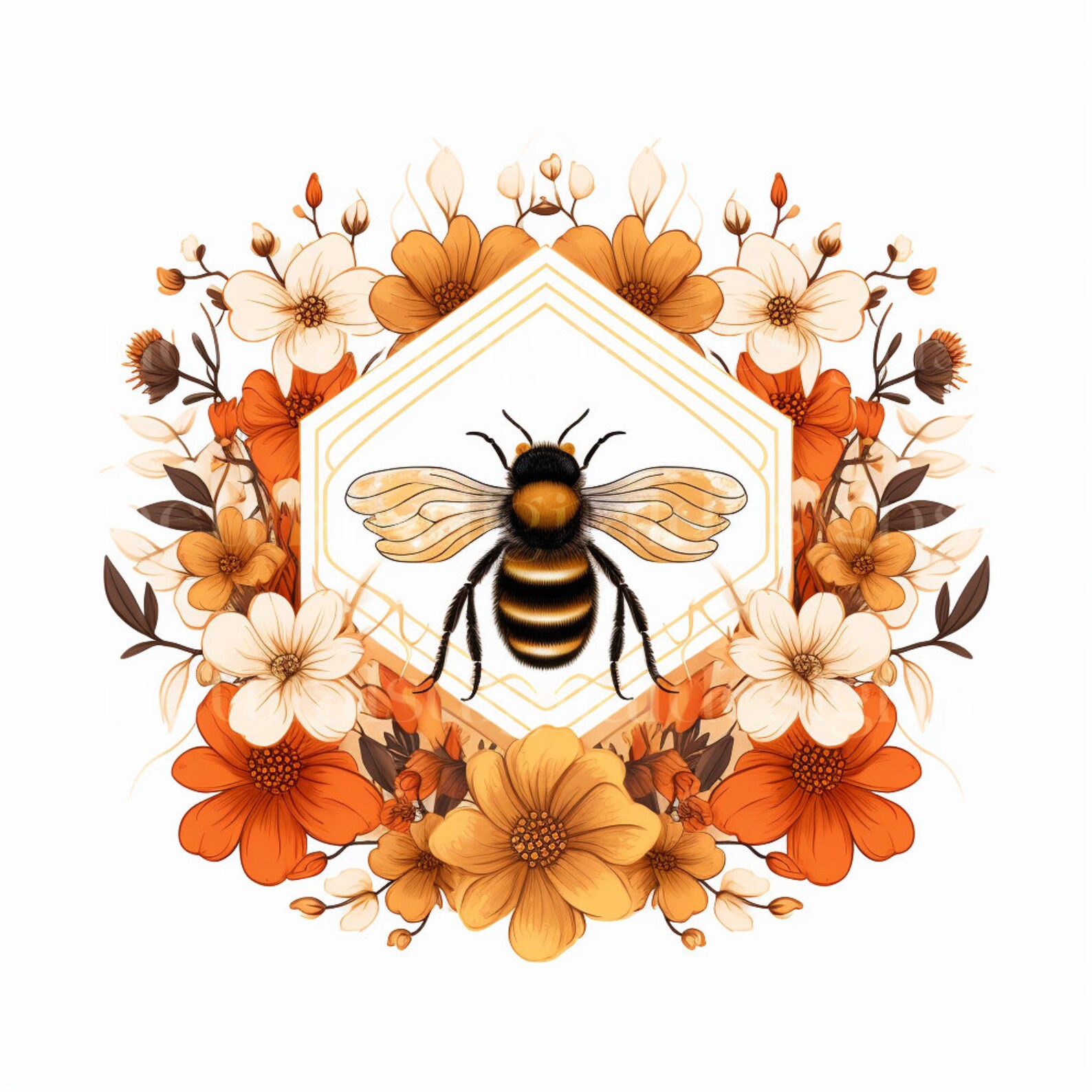 10 X Vector-style Floral Bee Digital Elements - High Quality JPG ...