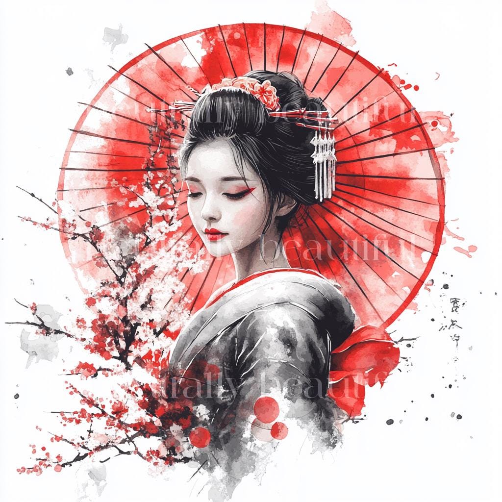 10 X Japanese Geisha Women Clipart Bundle - High Quality Jpgs - Geisha ...
