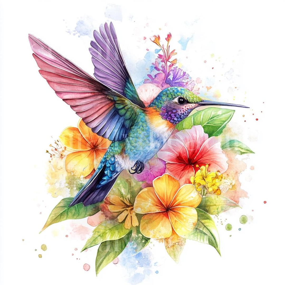 Hello Spring Hummingbird 12 X Spring Hummingbirds Clipart - High Quality JPG Bundle - Wild Birds ...