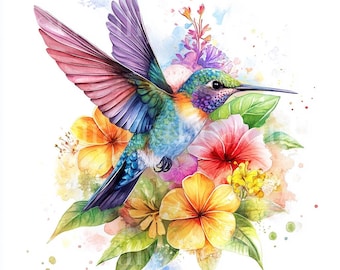 12 x Spring Hummingbirds Clipart - High Quality JPG Bundle - Wild Birds, Humming Bird Printable Digital Download Art Cards Cardmaking