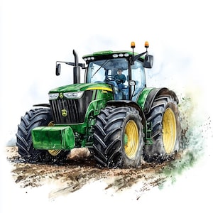 10 x tracteurs Clipart Bundle - JPG de haute qualité - tracteur vert de basse-cour, pays agriculteur imprimable téléchargement numérique art, journalisation, cartes