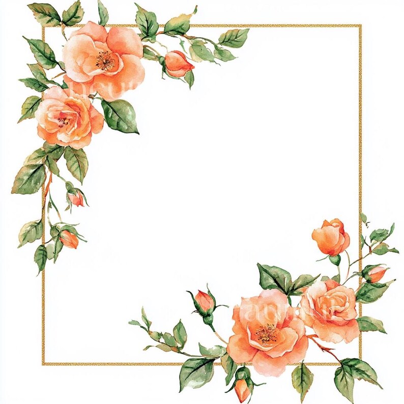 20 X Roses & Gold Frames Clipart Bundle - High Quality Jpgs ...