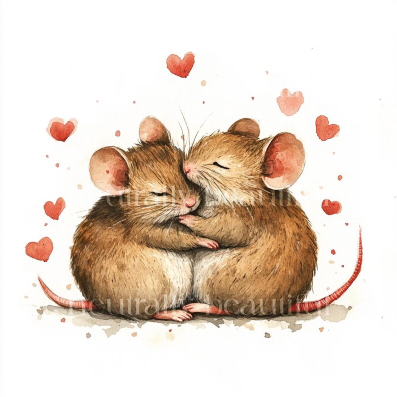 12 X Mice & Hearts Clipart Bundle - High Quality Jpgs - Romantic ...