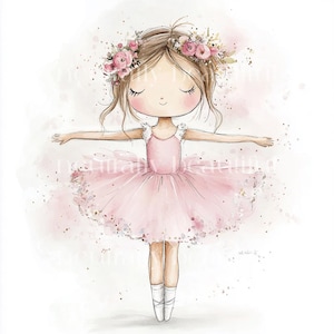 12 x Pretty Ballerina Girls Downloadable Clipart - Watercolour High Quality Large JPG Files - Printable Digital Sublimation For Print