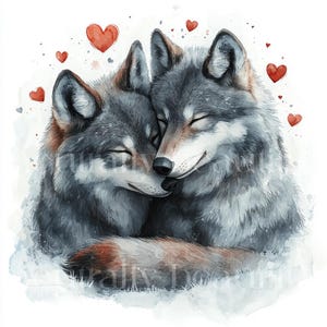 10 X Wolves & Hearts Clipart Bundle - High Quality Jpgs - Romantic ...