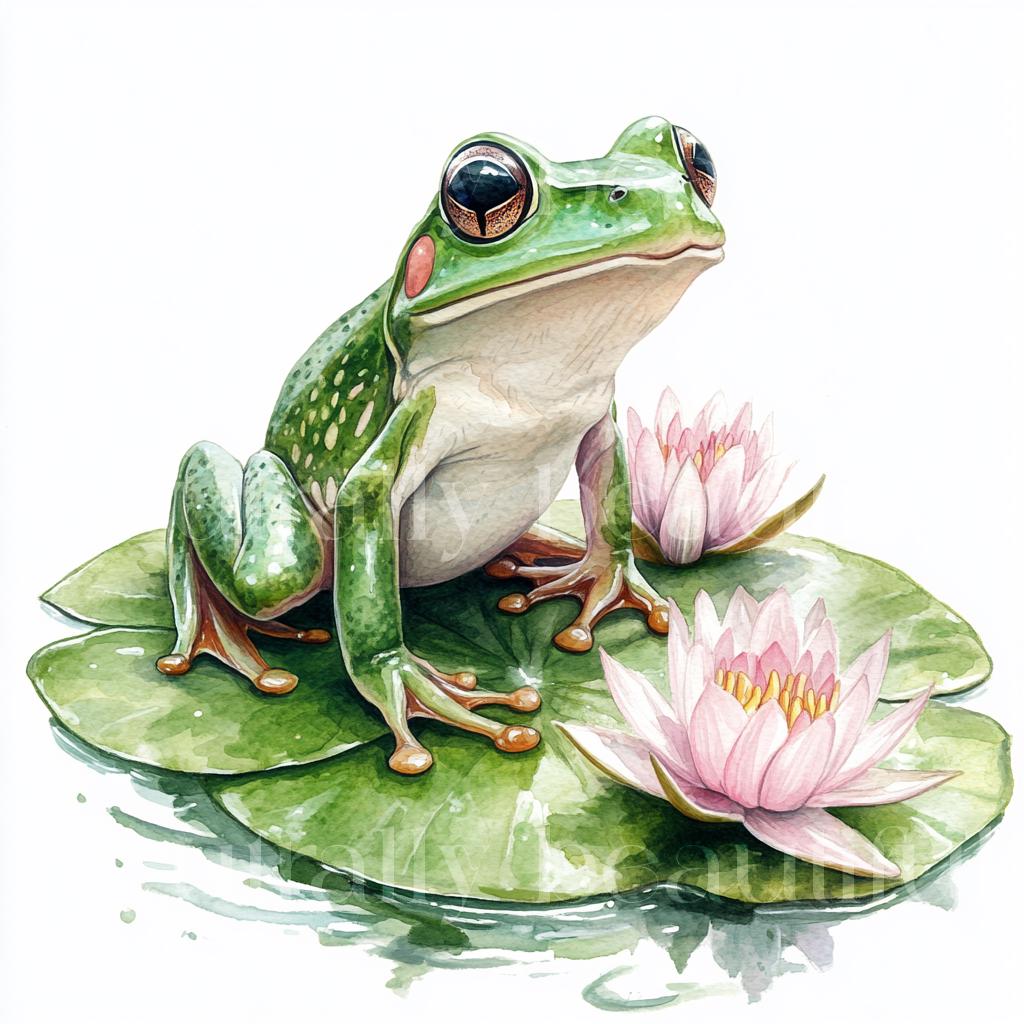 10 X Frogs & Lilypads Clipart - High Quality JPG Bundle - Garden Frogs ...