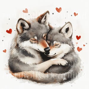 10 X Wolves & Hearts Clipart Bundle - High Quality Jpgs - Romantic ...