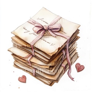 10 x Love Letter Valentine's Clipart Bundle - High Quality JPGs - Romantic Valentine's Printable Digital Download Art, Cards Cardmaking
