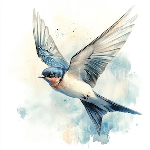 10 x Spring Swallows Clipart - High Quality JPG Bundle - Wild Birds, Printable Wildlife Prints, Digital Download Art Cards Cardmaking