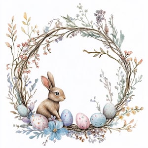 10 x Osterkränze Clipart Bundle, hochwertige JPG Sofort-Download, Ostern Aquarell Digital Download Art Pack, Junk Journal
