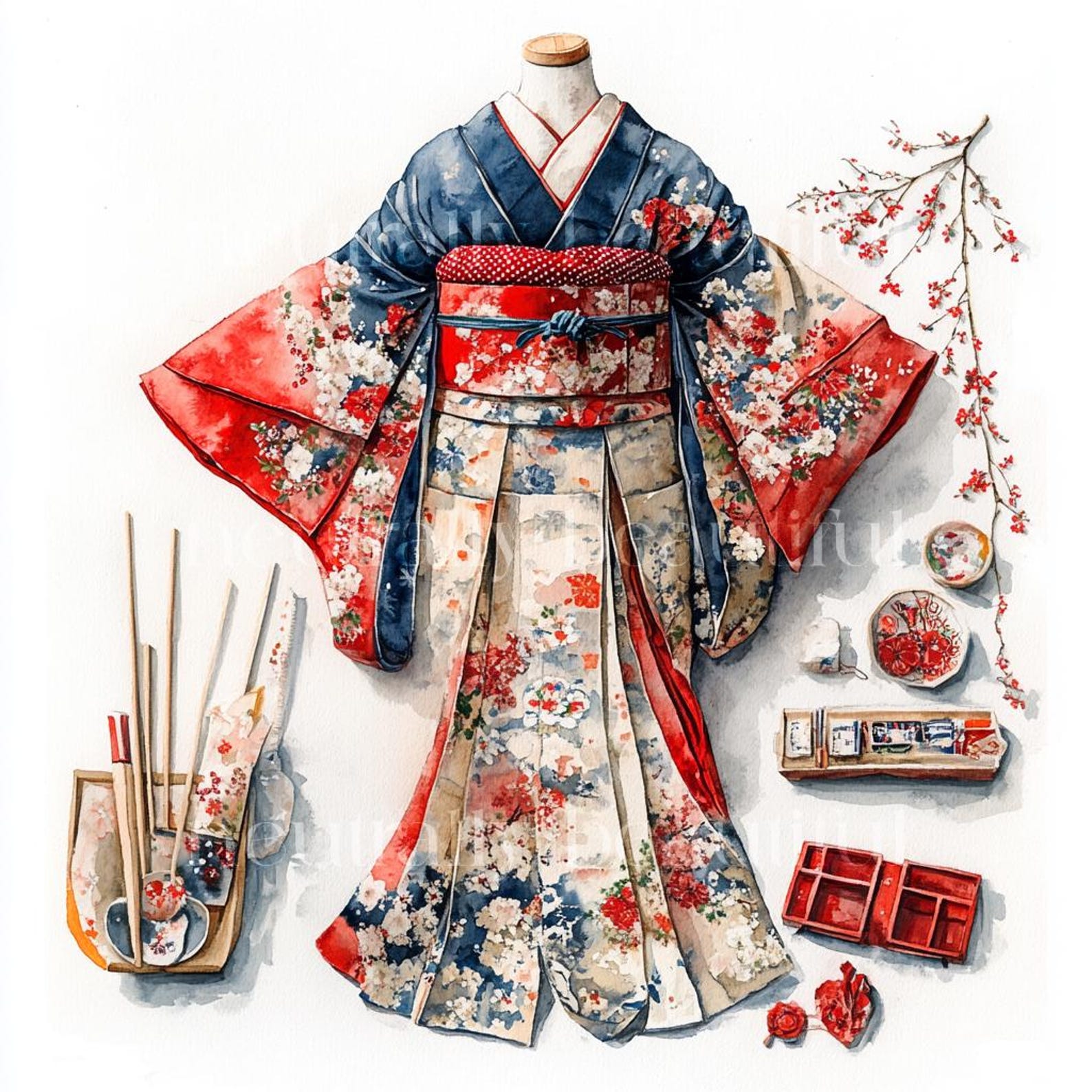 10 X Japanese Geisha Outfits Clipart Bundle - High Quality Jpgs ...