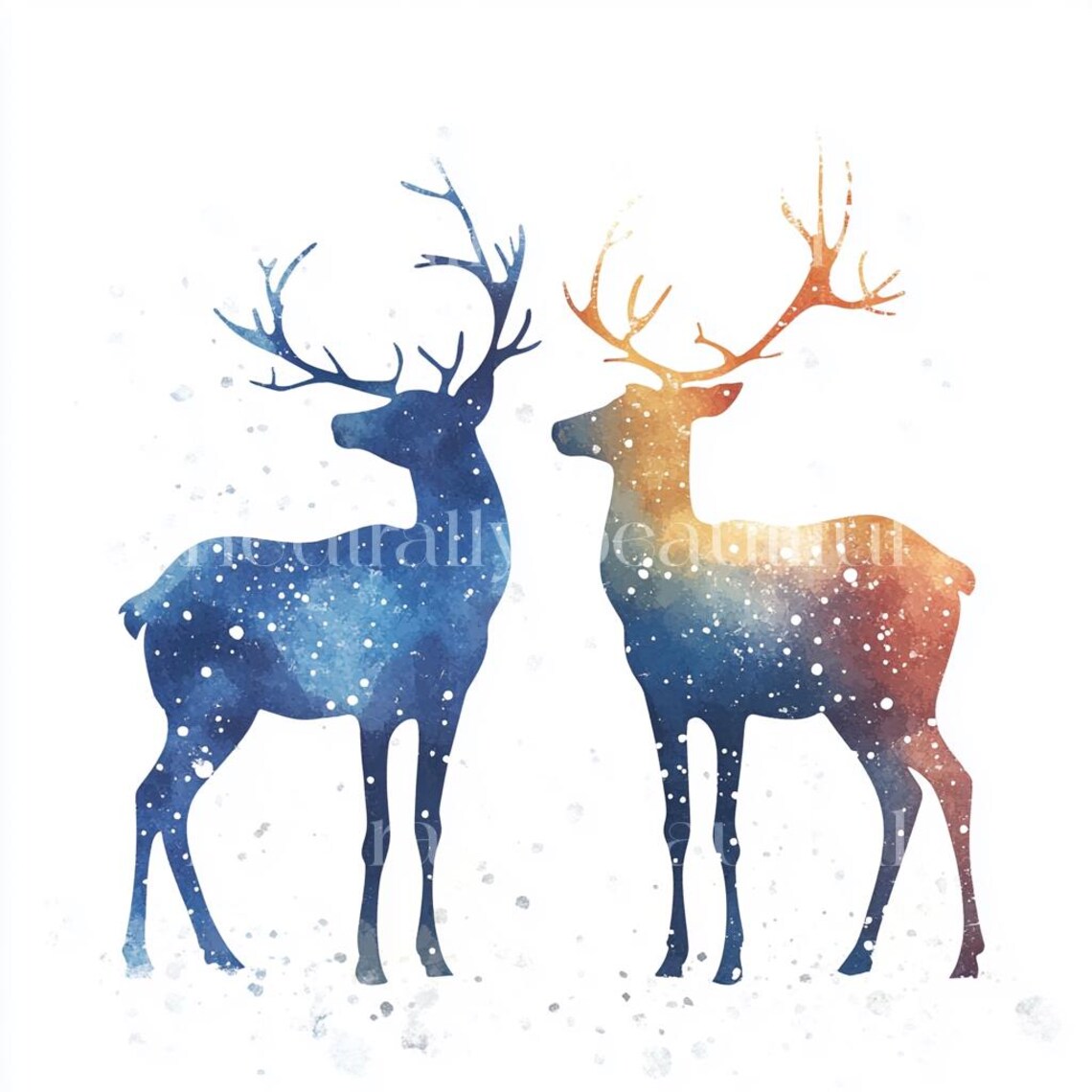 10 X Reindeers Silhouettes Clipart - High Quality Jpgs - Christmas ...