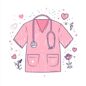 10 x Heart & Love Nurse Jerseys Clipart Bundle - High Quality JPGs - Pink Valentine&#39;s Printable Digital Download Art, Cards Cardmaking