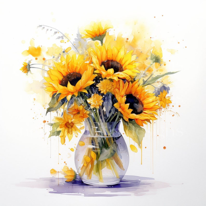 Vases of Flowers Clipart 18 High Quality Jpgs Downloadable Etsy