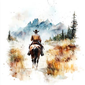10 x Cowboy Landschaft Clipart Bundle - Hochwertige JPGs - Western Cowboy Landschaft Druckbare Digital Download Art, Journaling, Junk Journal