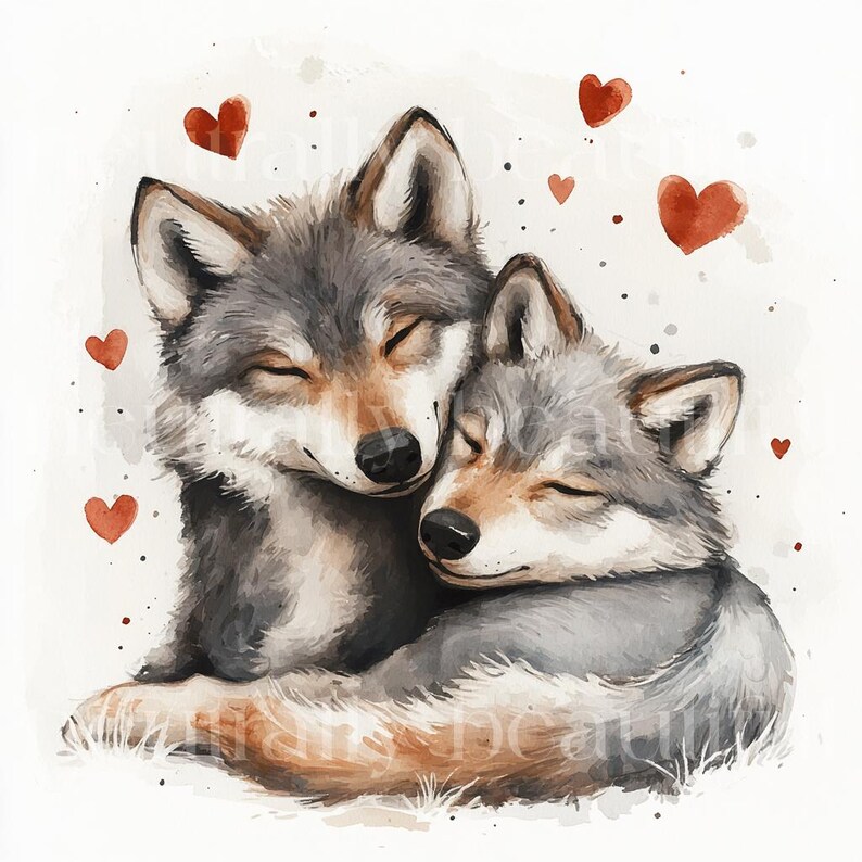 10 X Wolves & Hearts Clipart Bundle - High Quality Jpgs - Romantic ...