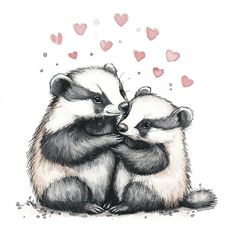 10 X Badgers & Hearts Clipart Bundle - High Quality Jpgs - Romantic ...