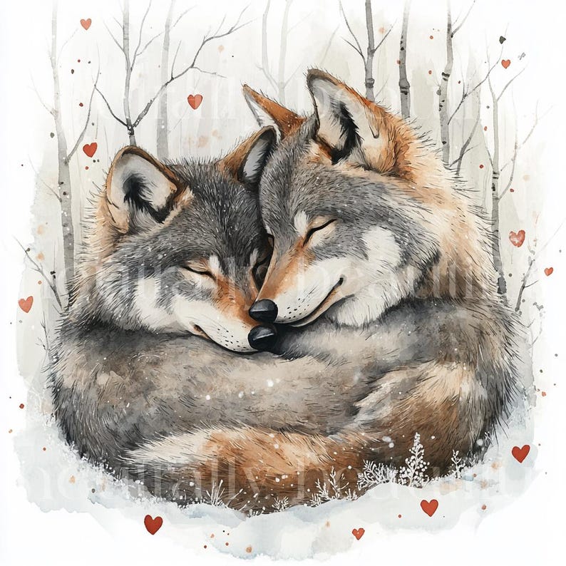 10 X Wolves & Hearts Clipart Bundle - High Quality Jpgs - Romantic ...