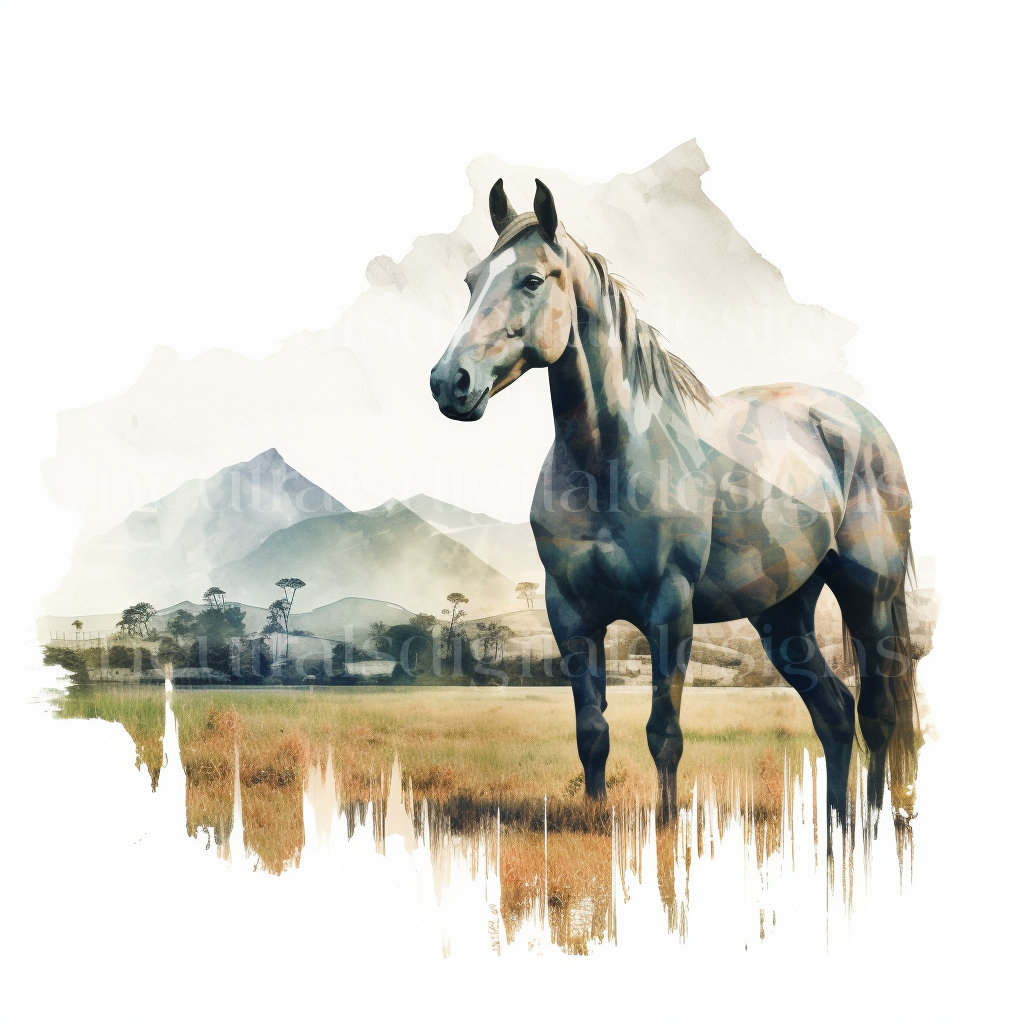 Horse Portrait Clipart - 12 High Quality Downloadable Jpgs - Printable ...