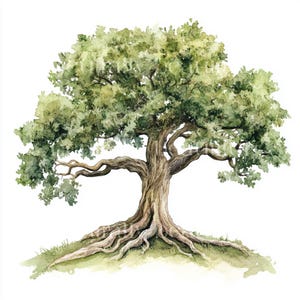 10 x Oak Trees Clipart Bundle - High Quality JPGs - Botanical Old Oak Tree Printable Digital Download Art, Cardmaking, Sublimation