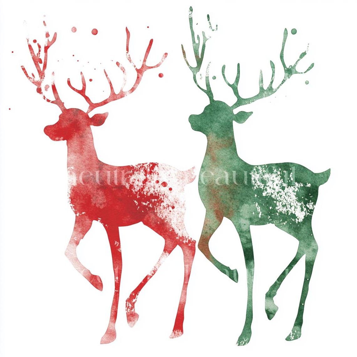 10 X Reindeers Silhouettes Clipart - High Quality Jpgs - Christmas ...