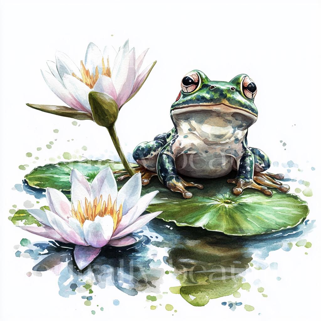 10 X Frogs & Lilypads Clipart - High Quality JPG Bundle - Garden Frogs ...