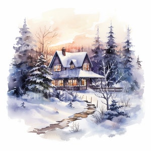 Snowy Winter Woodland Home Scenes 12 High Quality Downloadable Jpgs ...