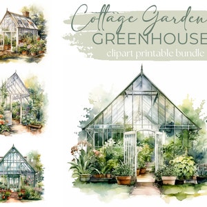 10 English Garden Greenhouses, High Quality Downloadable JPGs Bundle - Watercolour Digital Art Pack - Digital Prints, Card Making