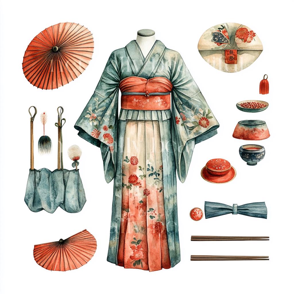 10 X Japanese Geisha Outfits Clipart Bundle - High Quality Jpgs ...
