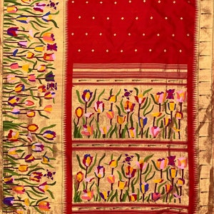 The Lily Garden Paithani, Purely Handwoven Saree From Silk