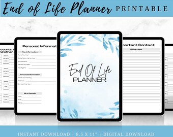 Planificador imprimible para el final de la vida, organizador de legados (descarga digital)