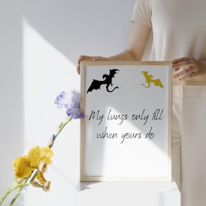 Empyrean Series Themed Digital Download Wall Art 50 x 70 cm und A3-Größe | Vierter Flügel Eisenflamme Onyxsturm - Die Lunge füllt sich, wenn es deine tut