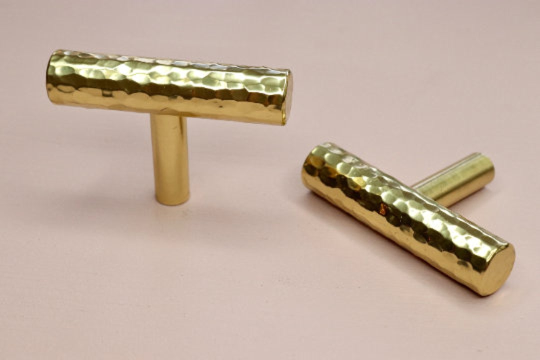 Hammered Brass Tbar Handles Etsy UK