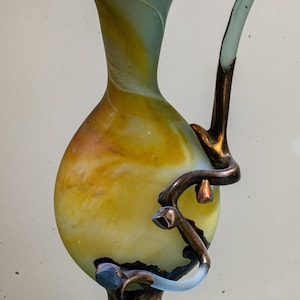 Filip Ravert (attr.) - Artist&#39;s vase (jug) with bronze applications (H 32 cm / 12.6&quot;) - Romania 1980 - 1989