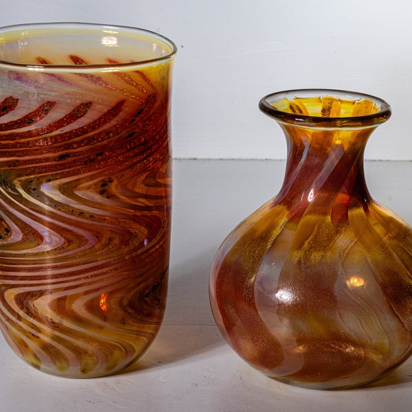 Glasbläserei Karl Schmid - Two vases - Modern German studio glass - Height 13 & 11 cm - Germany 1980-1989