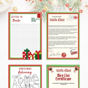 Carta de Papá Noel, Carta a Papá Noel, Certificado de Lista Bonita, Página para colorear de Navidad - Imprimible de Navidad, Imprimir en casa