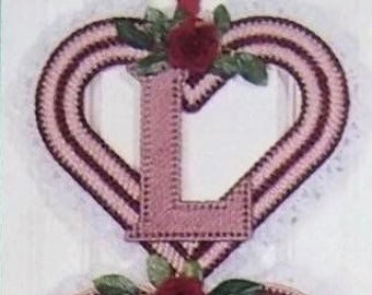 Vintage Plastic Canvas Valentine's Day Love Door decoration Pattern, PDF Download, Instant Access