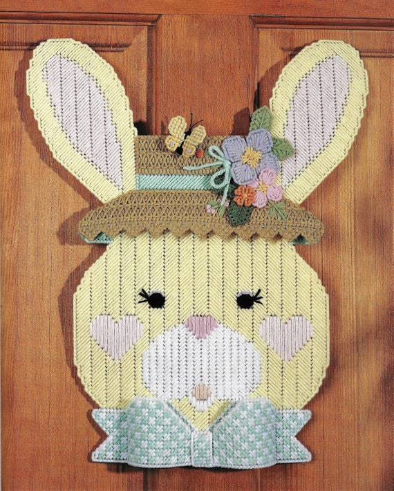 Vintage Plastic Canvas Easter Bunny Door Decoration Pattern, PDF Download, Instant Access